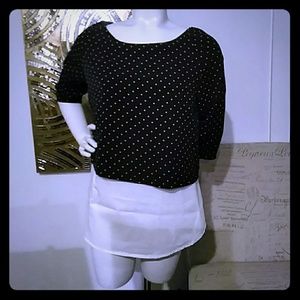 Brand new preppy polka dot layered top Small